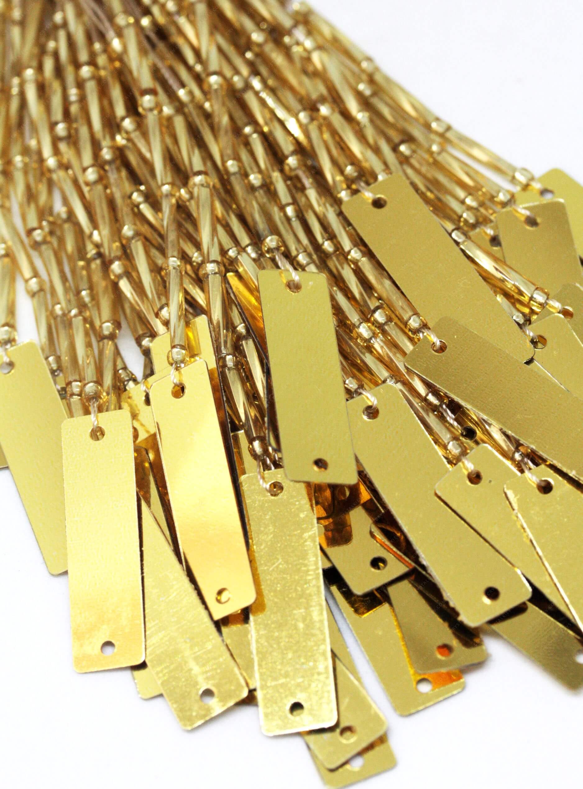 Стеклярус Lt. Gold + паєтка Gold паличка 7х25мм